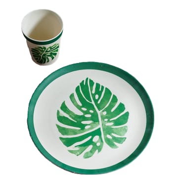 Bamboo Fibre Dinner Set- Leaf Design