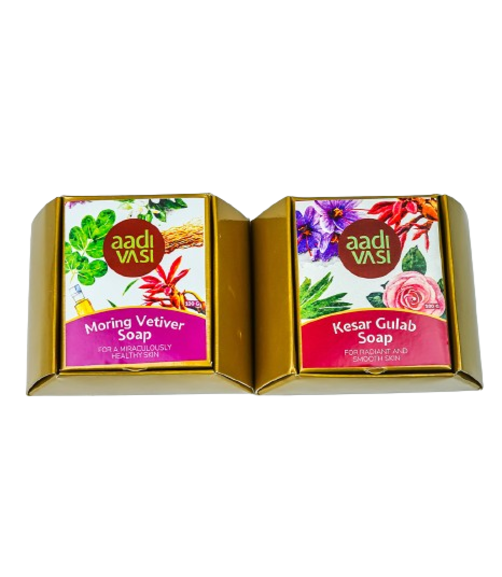 Handmade Organic Soaps Combo Made by Tribes of Jharkhand (Kesar Gulab and Vetiver Combo)