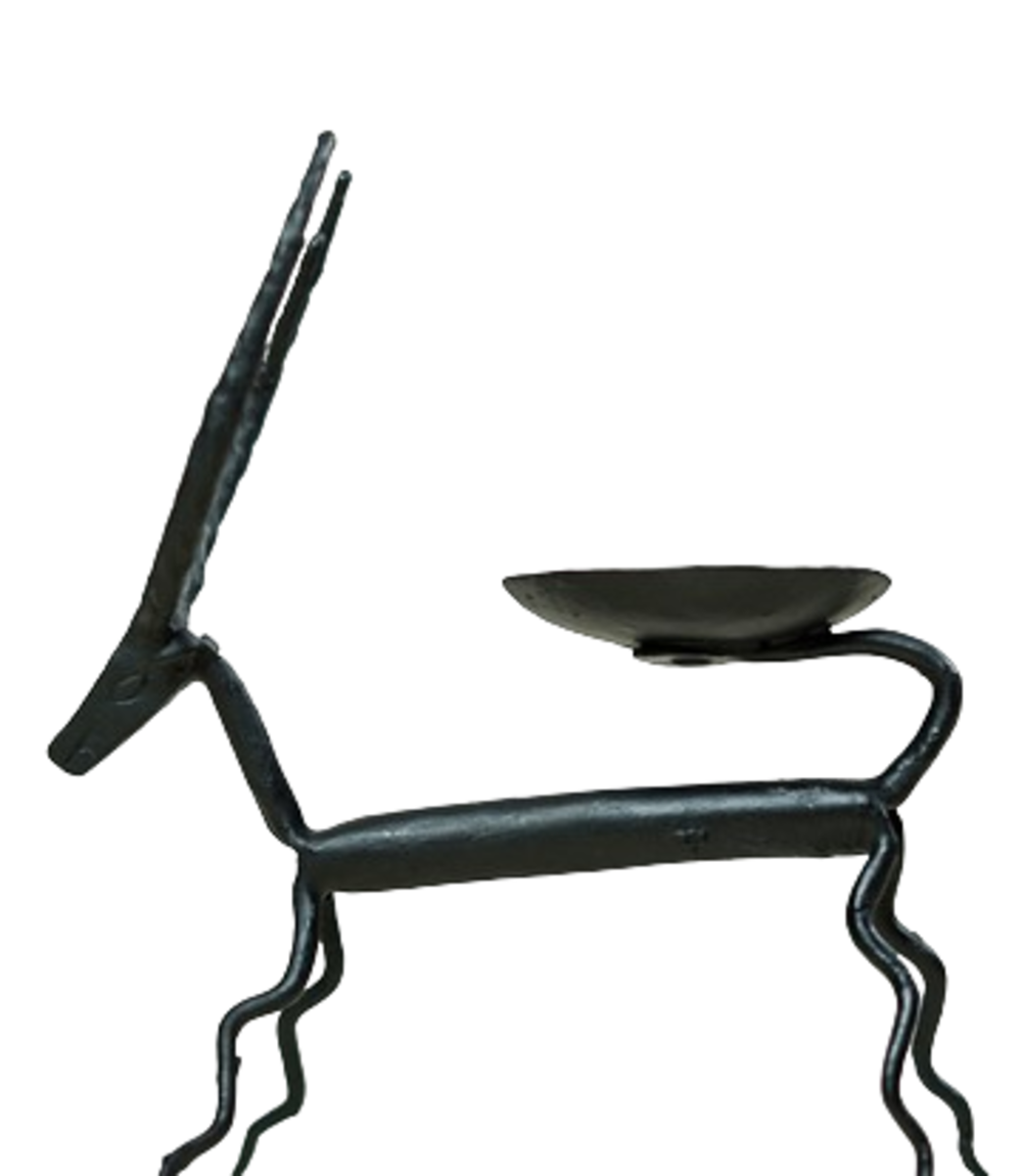 Wrought Iron Standing Deer Candle Stand From Tribe Of Bastar