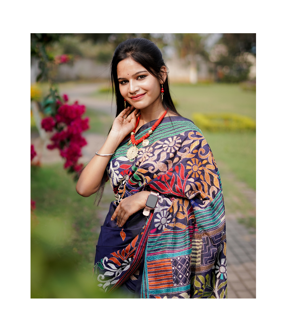 Katha Stich Saree By Tribe Of West Bengal