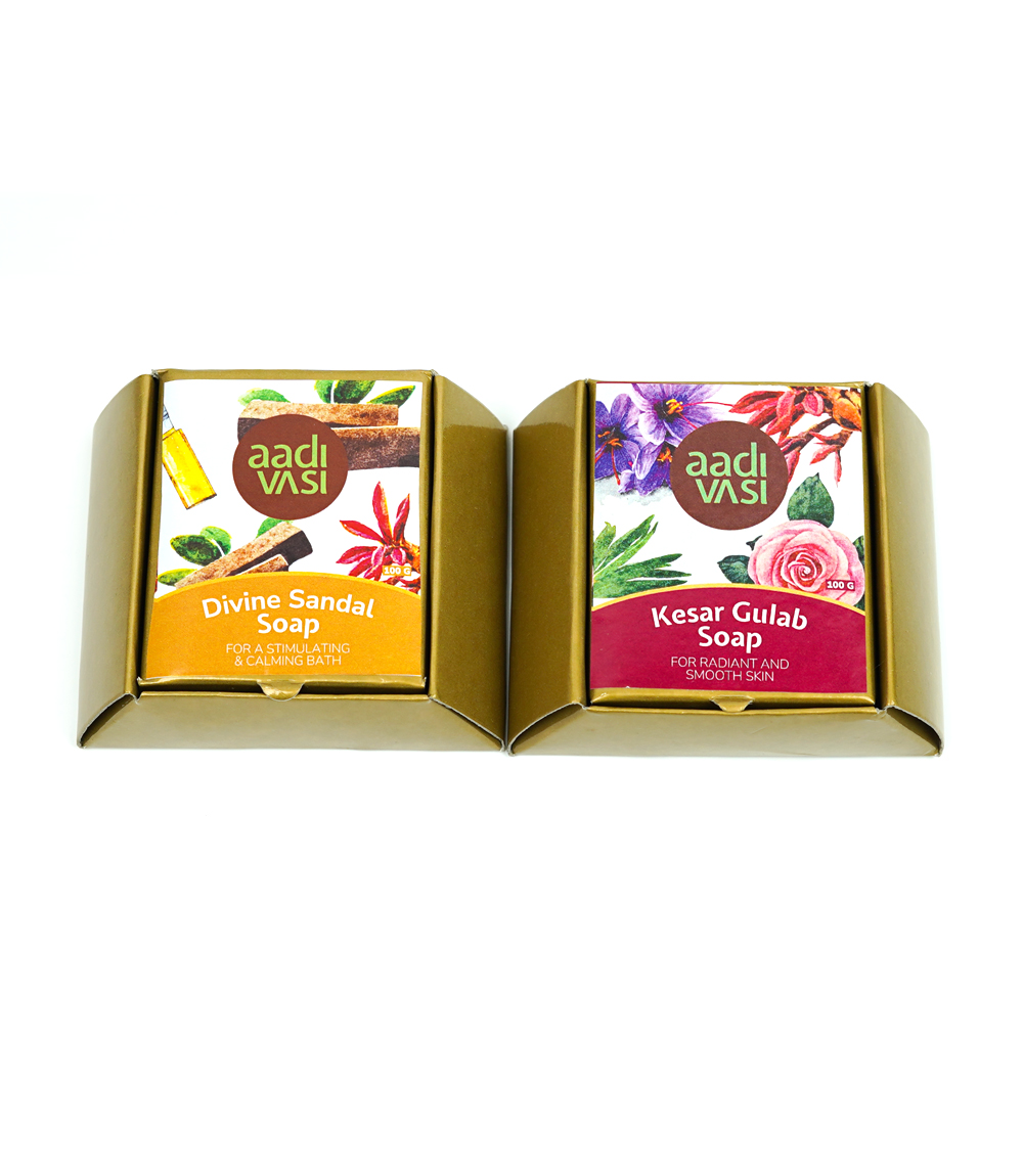 Handmade Organic Soaps Combo Made by Tribes of Jharkhand (Kesar Gulab and Sandal Combo)