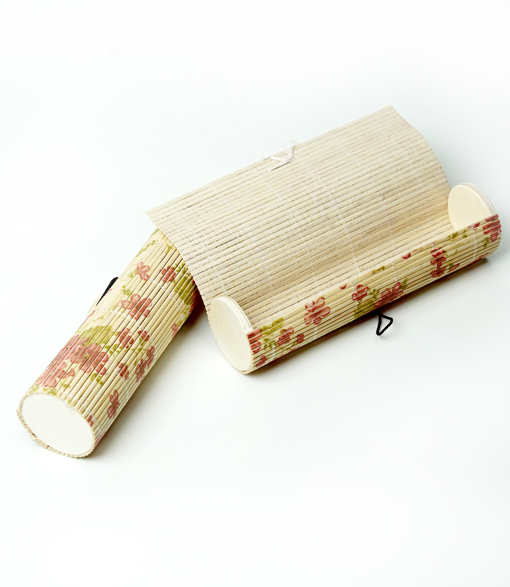 Bamboo Pencil Box Made by Tribes (Pink And Green Flower Print)