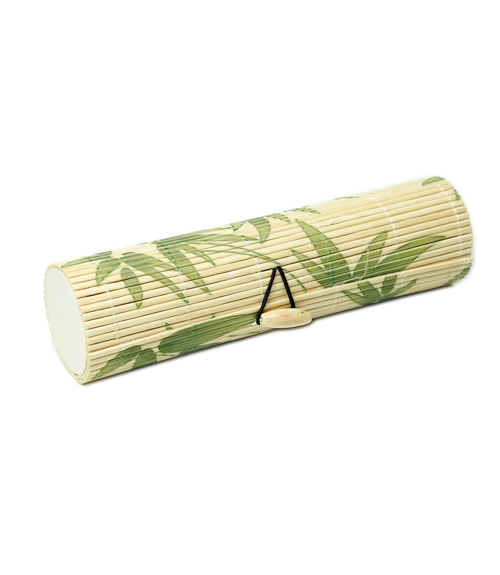 Bamboo Pencil Box Made by Tribes of Assam (Green Flower Print)