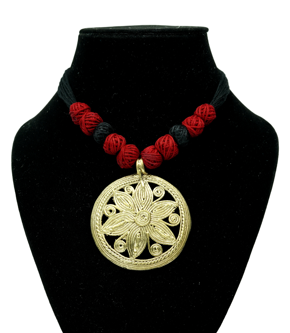 Dokra Necklace Set Made By Tribes (Maroon Black Colour)