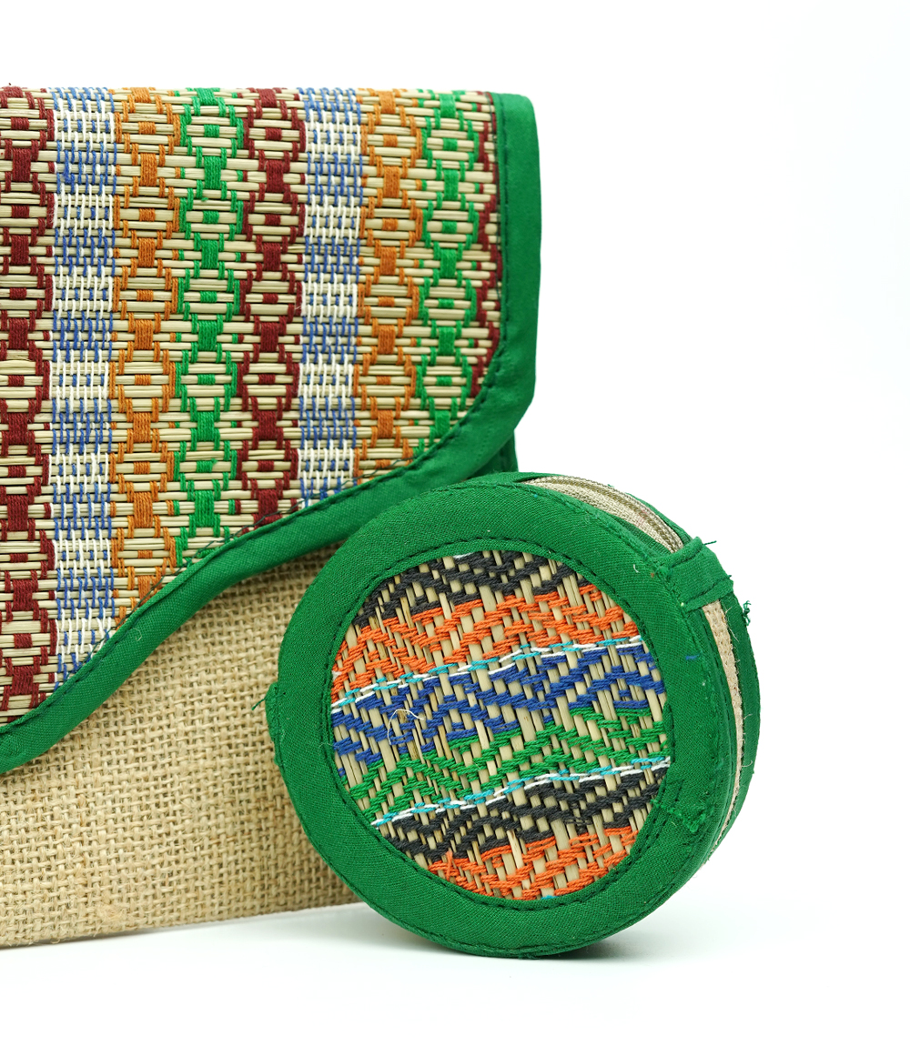 Gift Pack : Elegant Jute Pouch, Stylish Round Pouch, and Unique Earrings