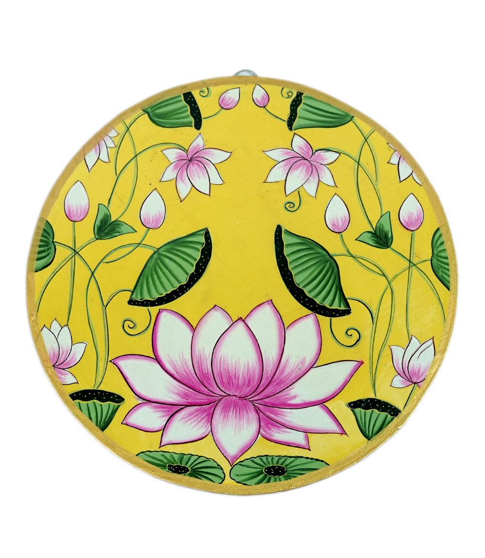 Hand-Painted Pichwai on Wooden Plate Made by Tribes of Rajasthan