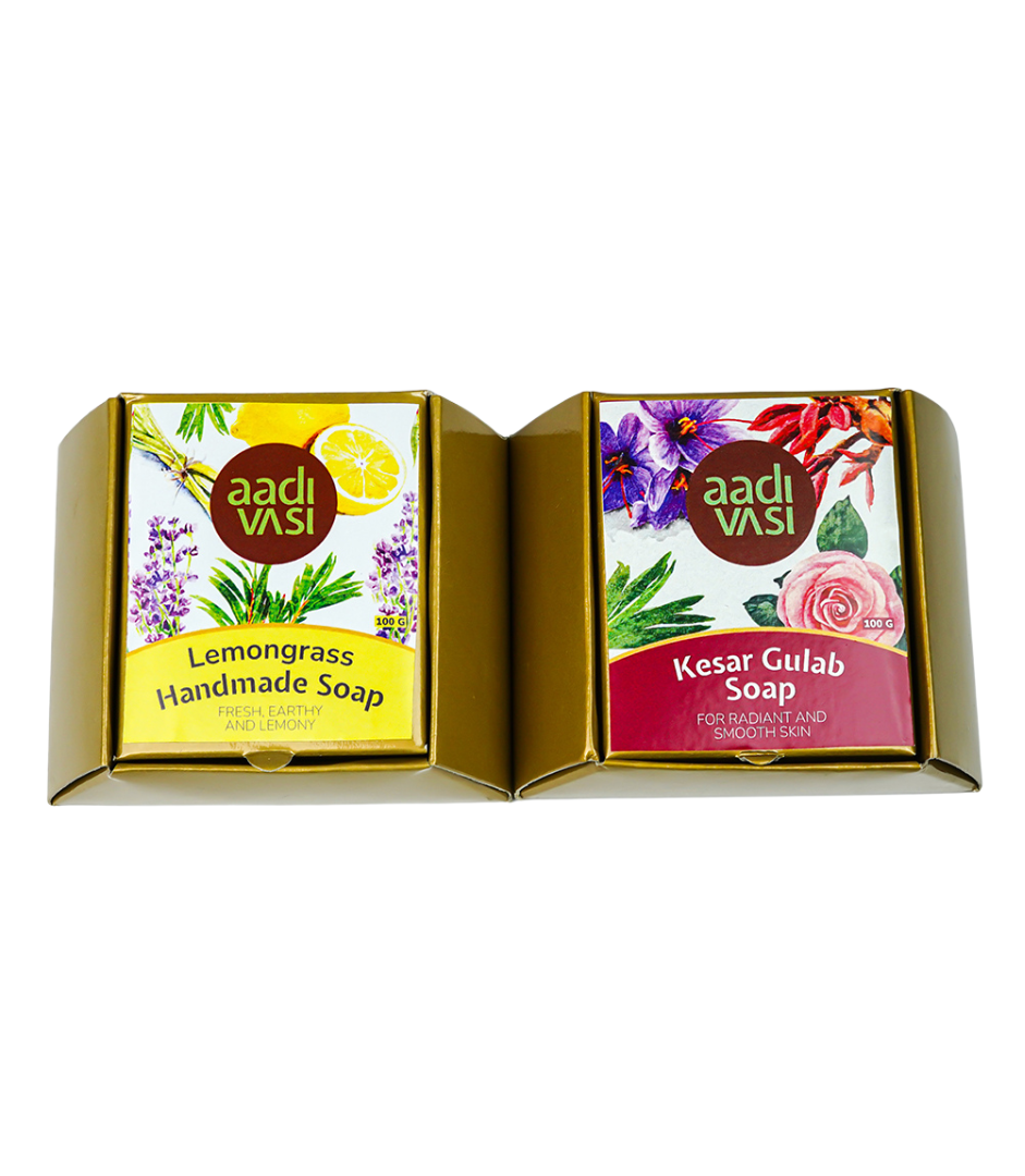 Handmade Organic Soaps Combo Made by Tribes of Jharkhand (Lemongrass and Kesar Gulab Combo)