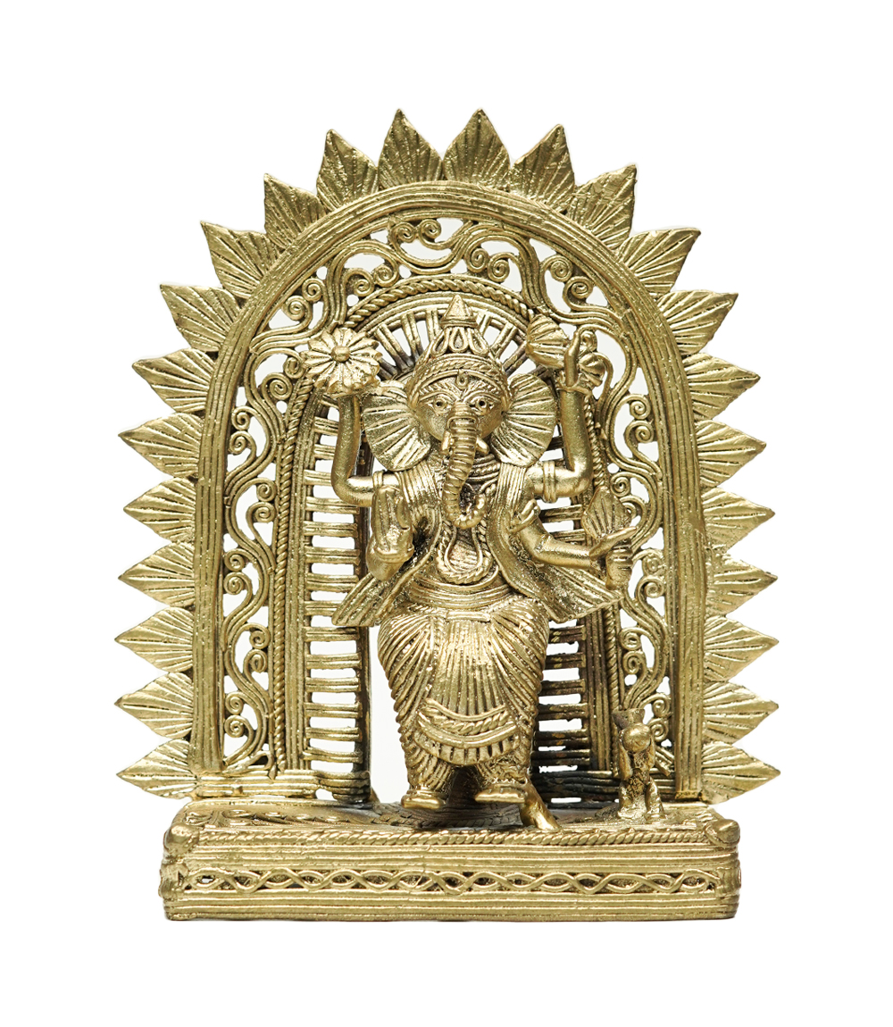 Handcrafted Dokra Ganesha Idol Made by Tribes of Odisha