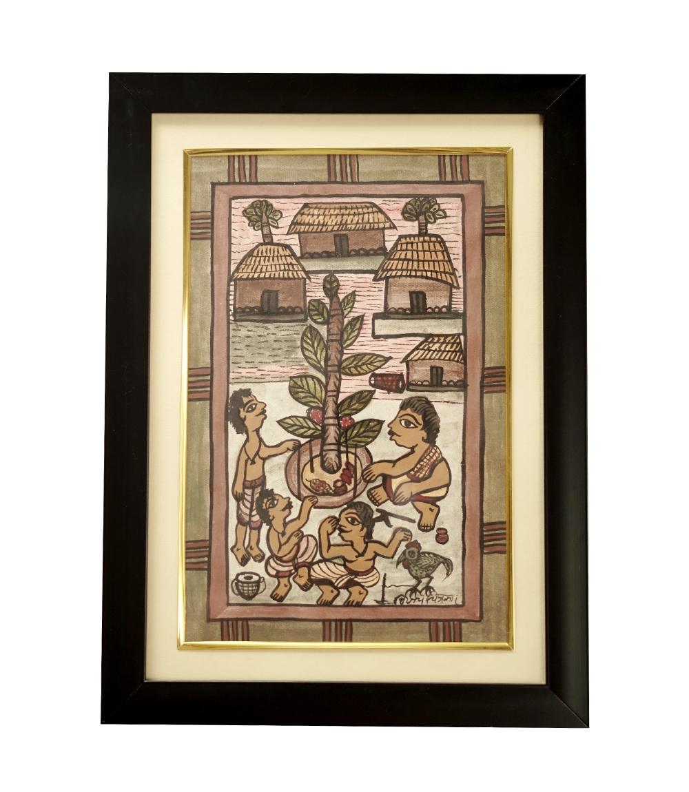 Handcrafted Paitkar Painting - Tribal Art Depicting Village Life