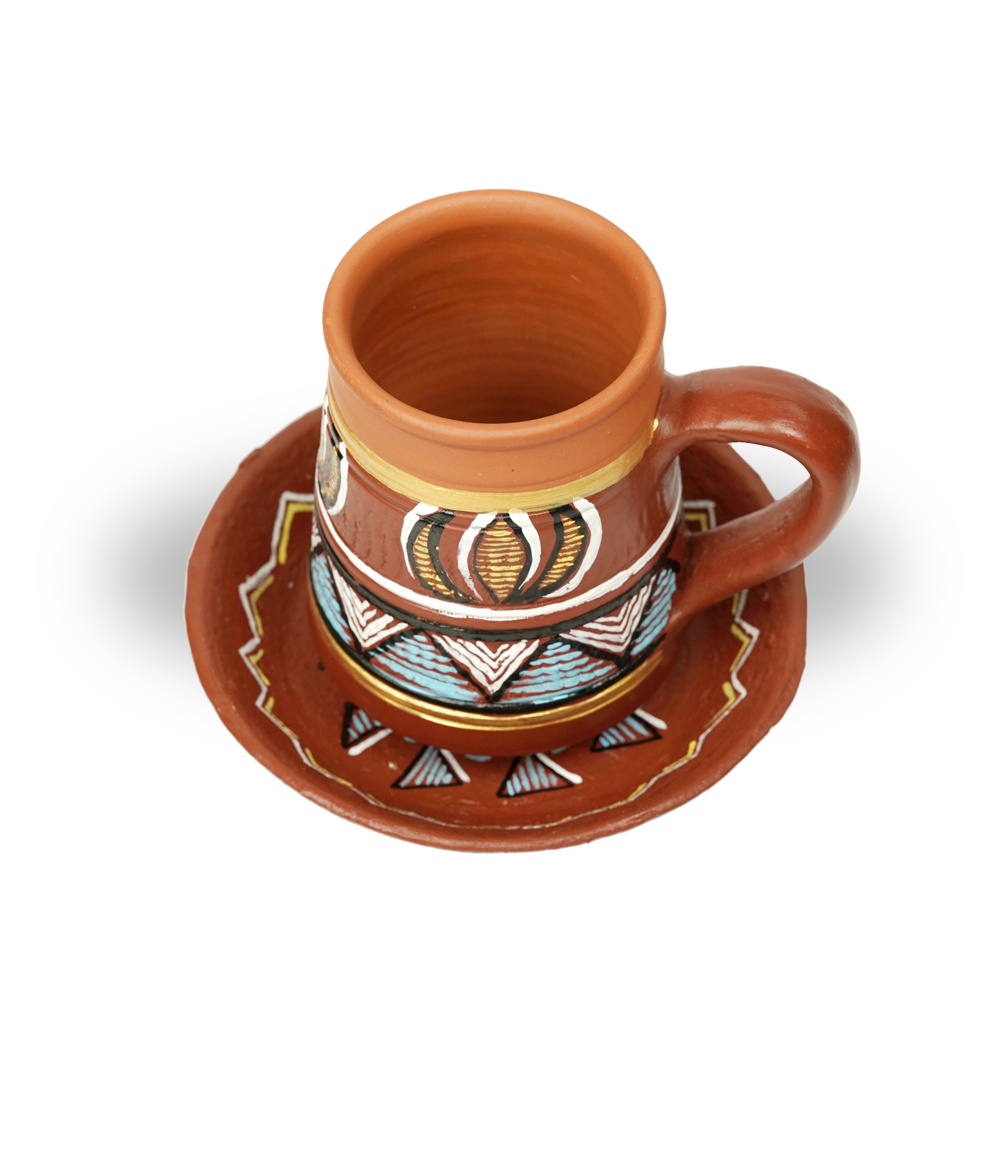 Handcrafted Terracotta Cup Plate Made by Tribes of Jharkhand( Set of 2pcs)