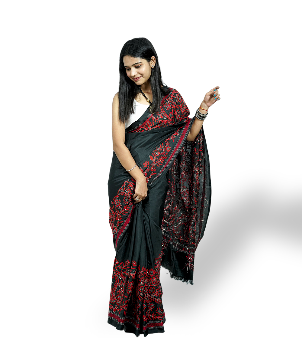 Katha Stich Saree By Tribe Of West Bengal