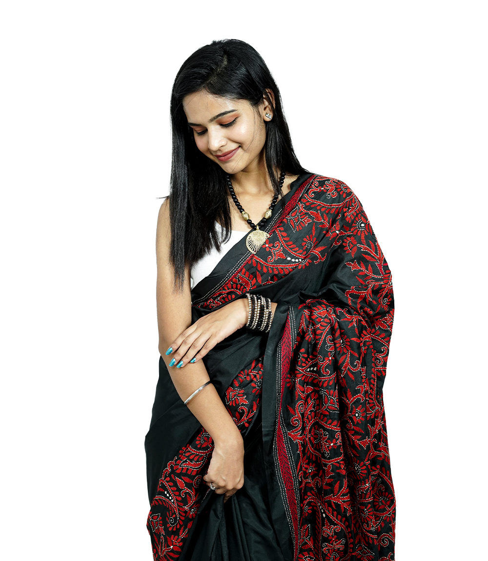 Katha Stich Saree By Tribe Of West Bengal