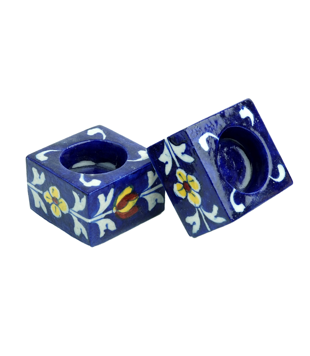 Blue Pottery Candle Stand Made by Tribes of Rajasthan