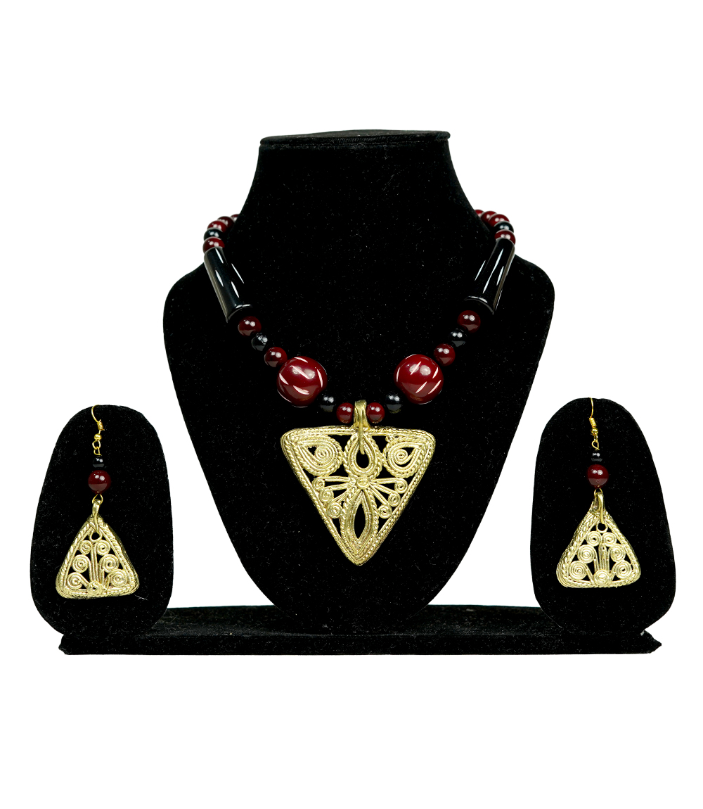 Dokra Necklace with Triangular Set Made by Tribes of Jharkhand