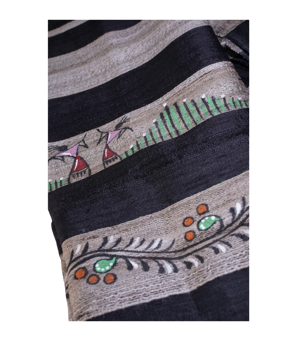 Tasar Silk Dry Hand Painting Stole