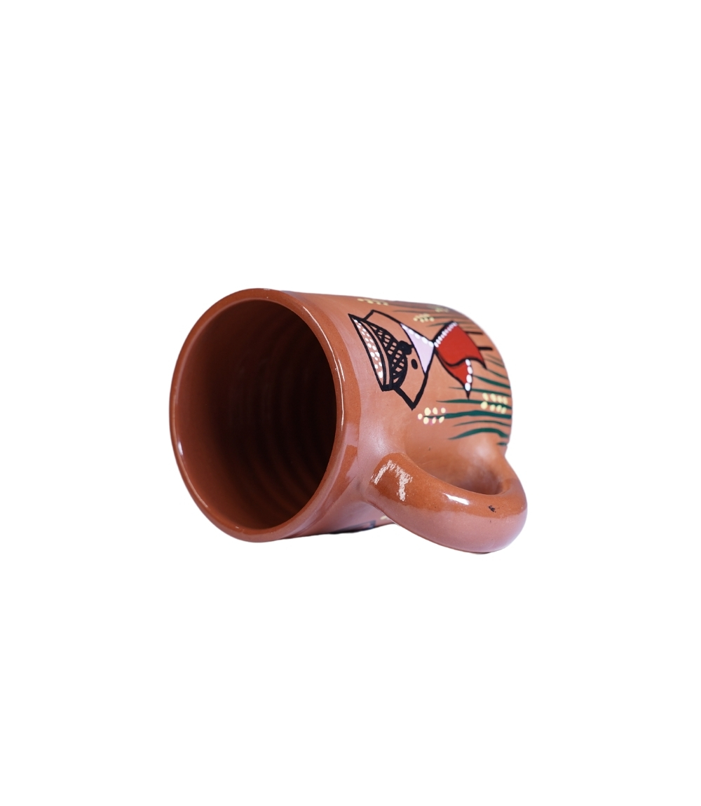 Terracotta Mug with Sohrai Art from Jharkhand