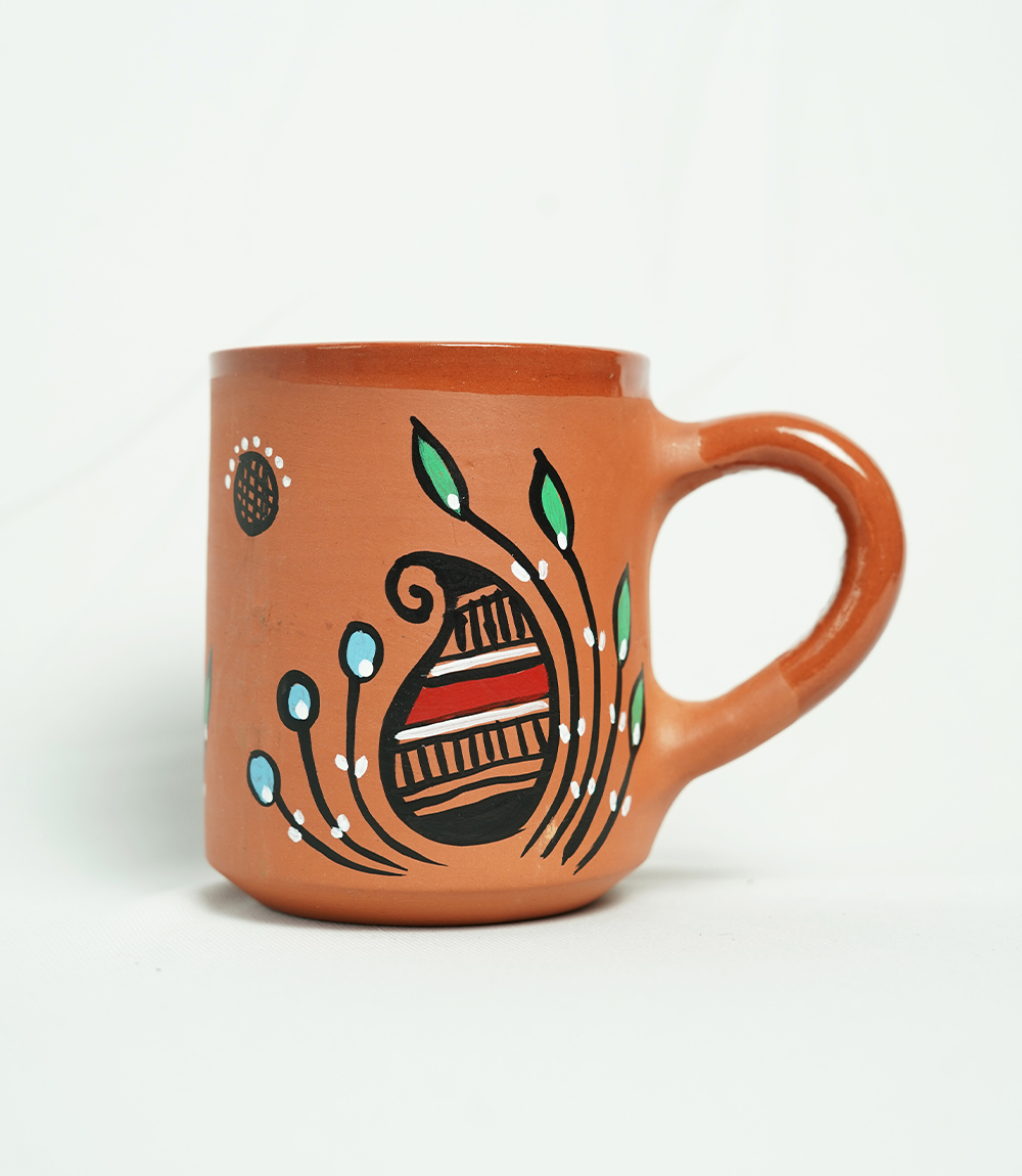 Terracotta Mug Set (6 pieces) With Sohrai Made by Tribes of Jharkhand