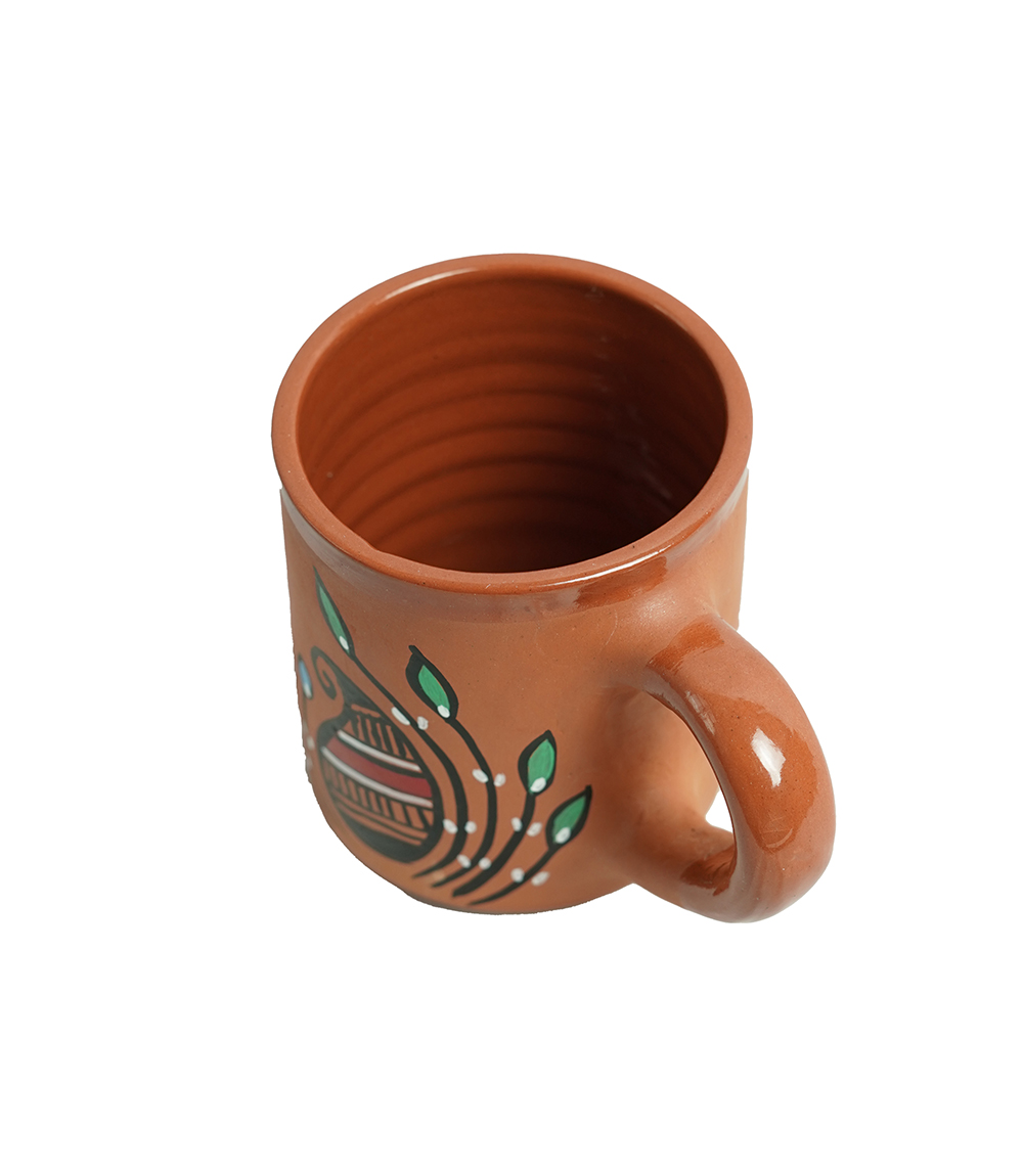 Terracotta Mug Set (6 pieces) With Sohrai Made by Tribes of Jharkhand