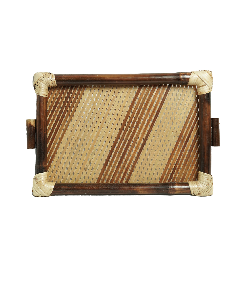 Bamboo Tray Handcrafted by Tribes of Jharkhand (Black Colour-One pc)