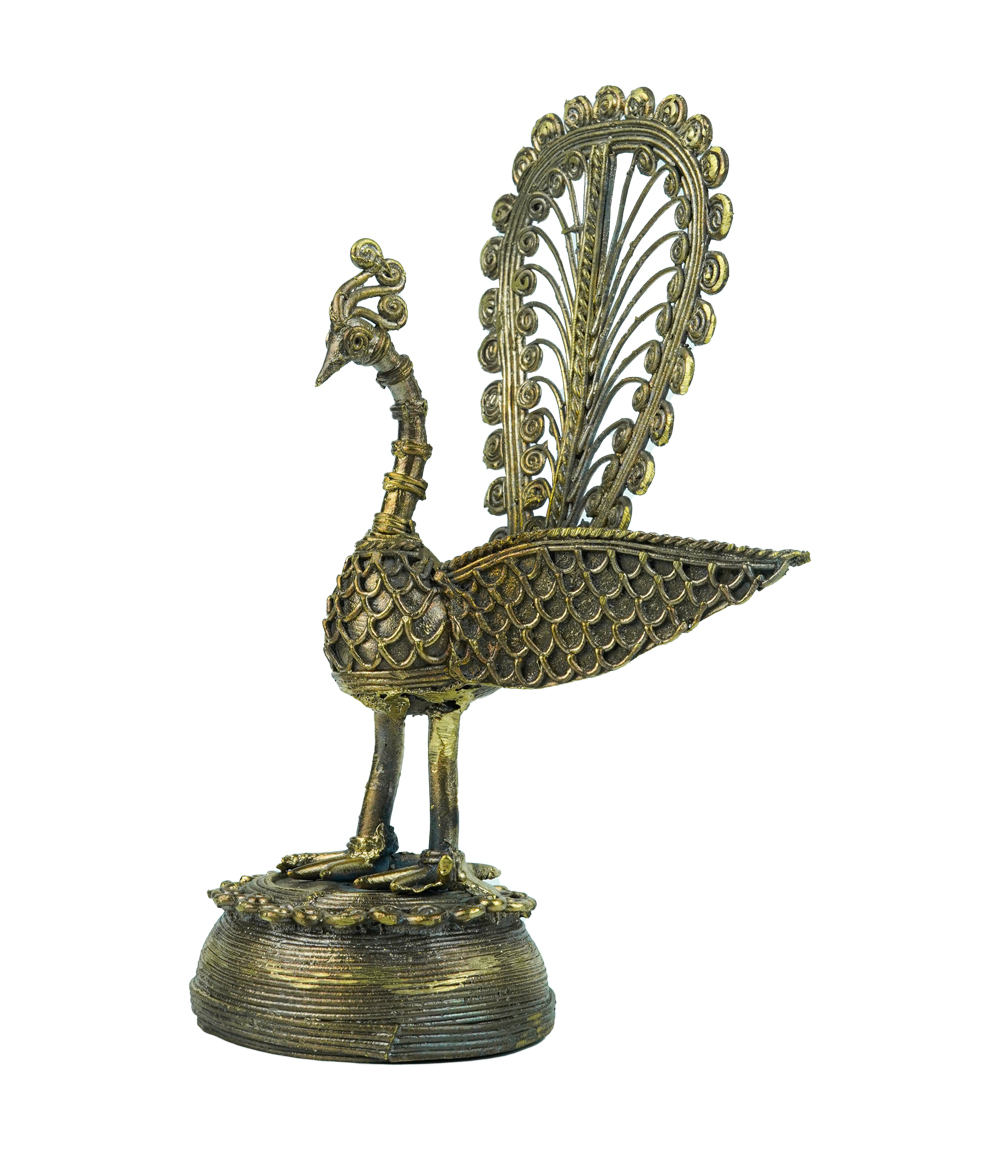 Dokra peacock statue made by tribes of Jharkhand