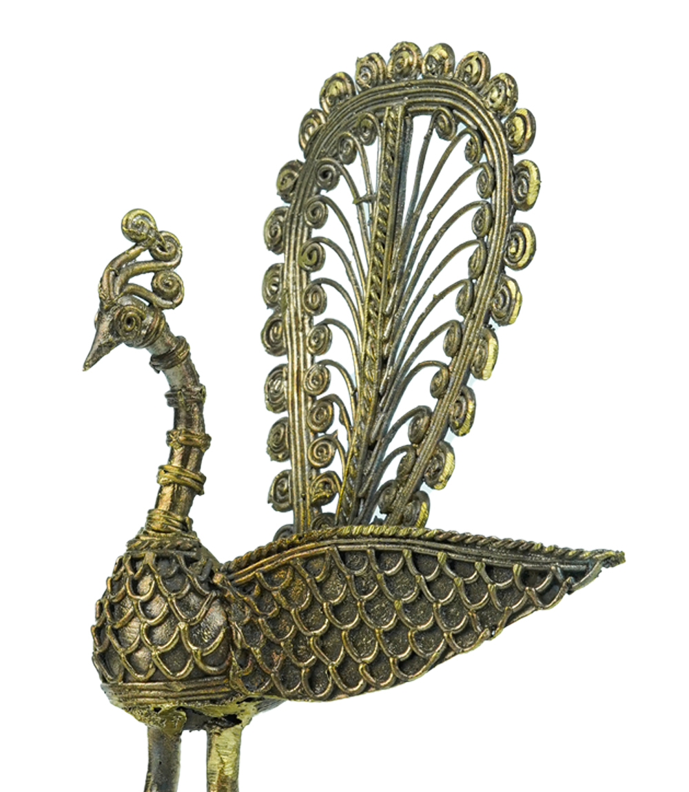 Dokra peacock statue made by tribes of Jharkhand