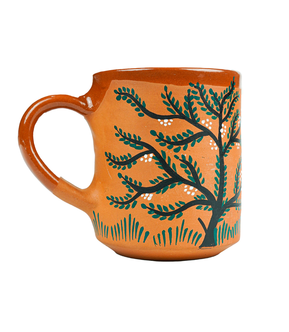 Terracotta Mug with Sohrai Art Handmade by the Tribes of Jharkhand