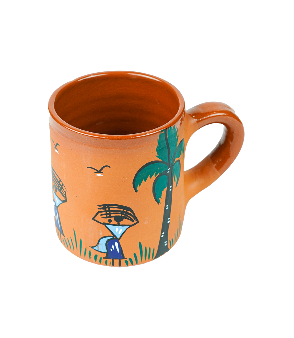 Terracotta Mug with Sohrai Art Handmade by the Tribes of Jharkhand