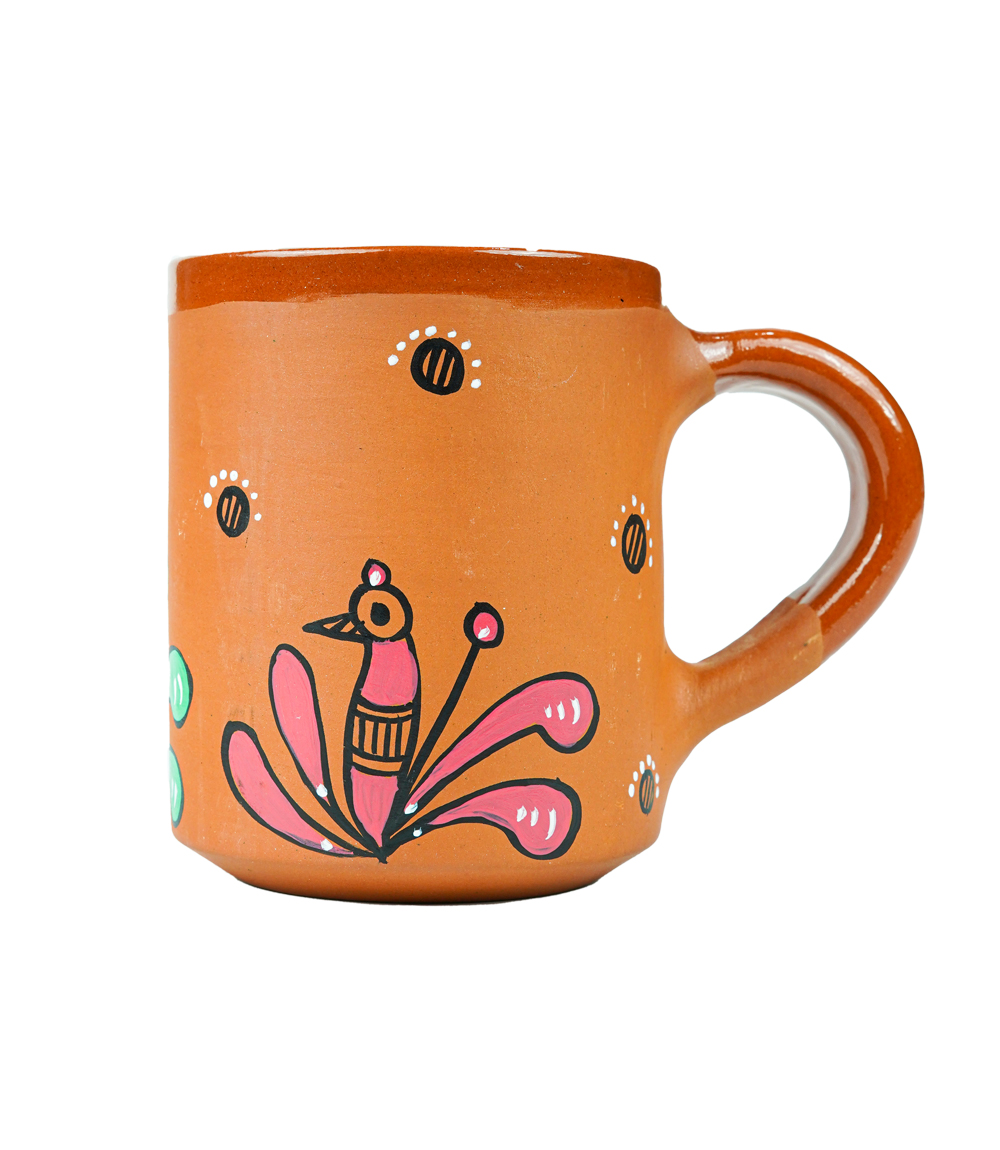 Terracotta Mug with Sohrai Art Handmade by the Tribes of Jharkhand