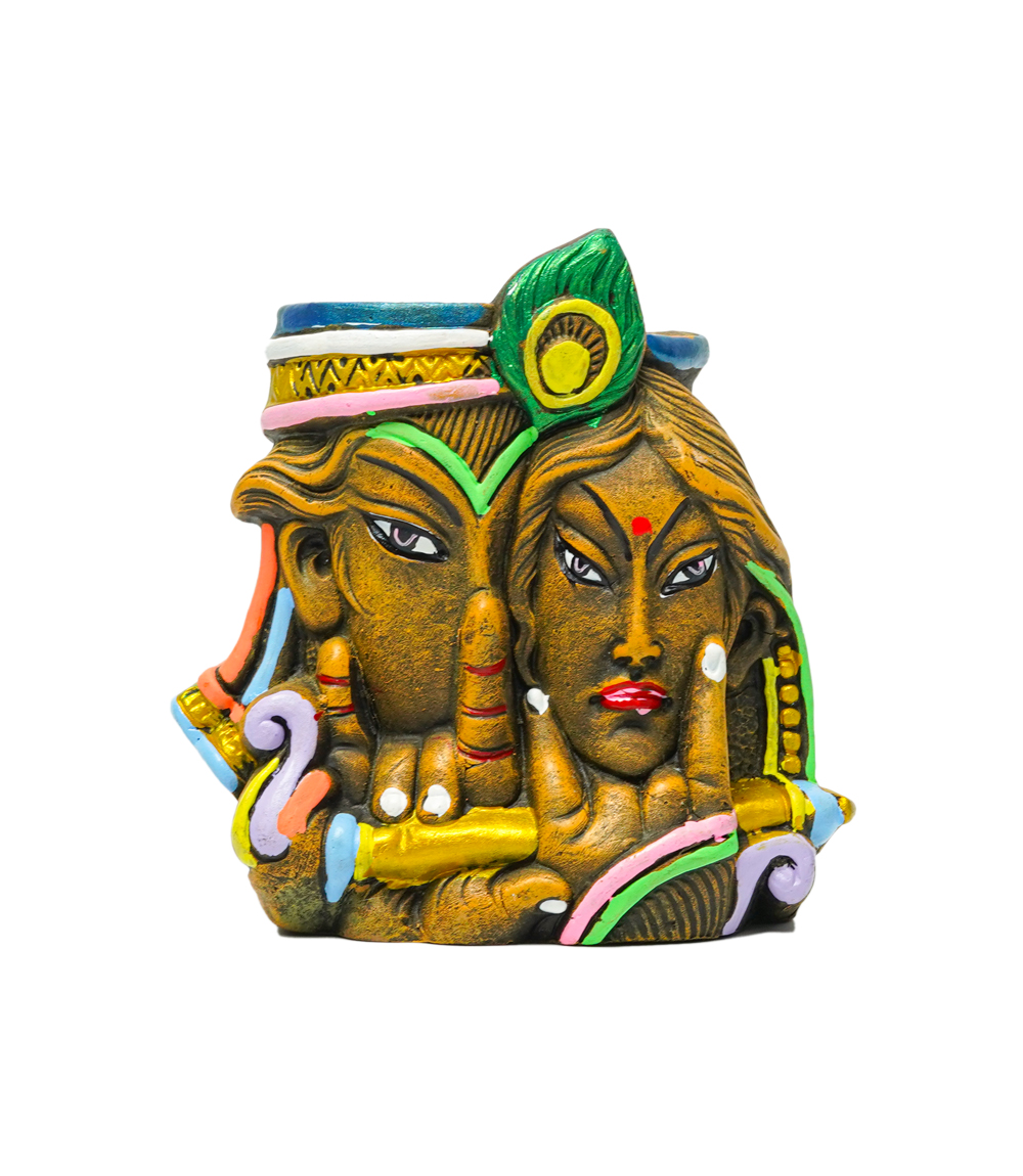 Terracotta Radha Krishna Pen Stand Made by the Tribes of Jharkhand