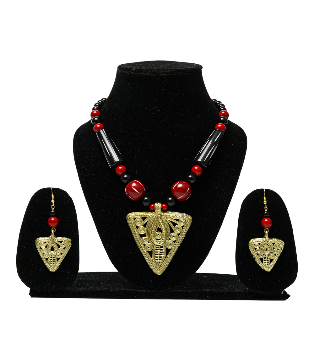 Dokra Necklace Set (Triangle Shape) Made by the Tribes of Jharkhand