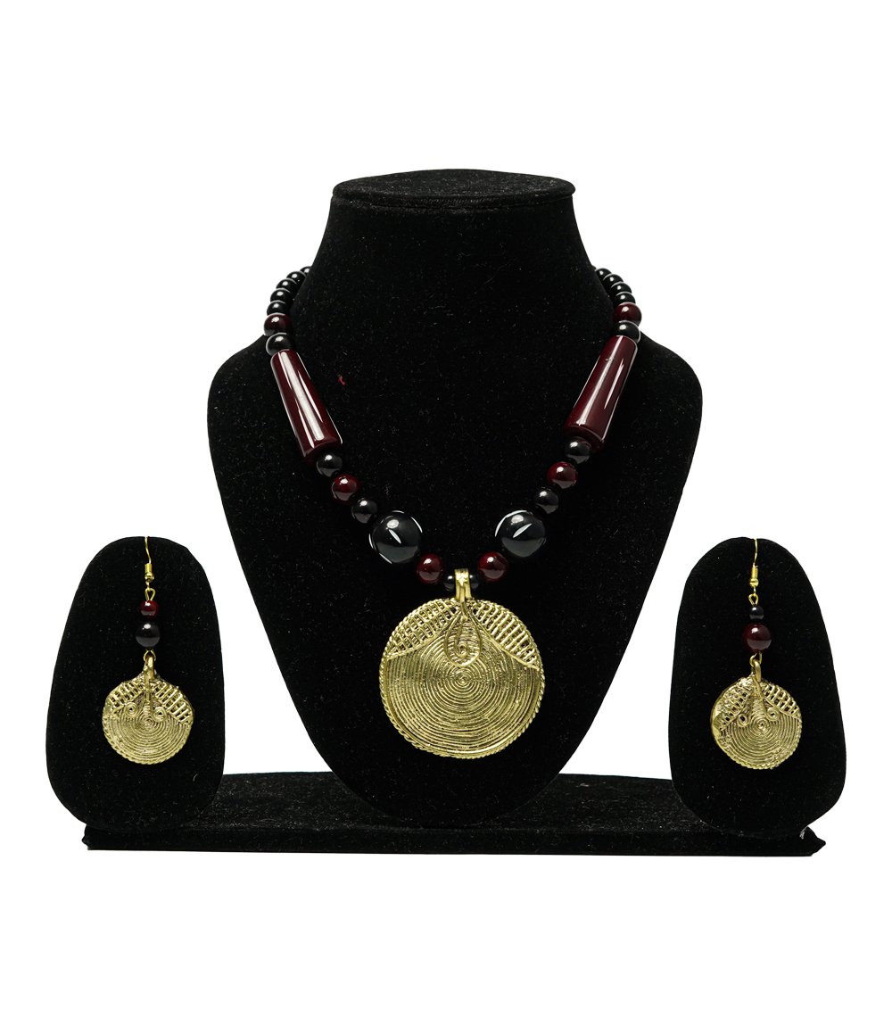 Dokra Necklace Set (Circle Shape) Made the by the Tribes of Jharkhand