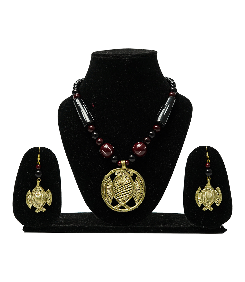 Dokra Necklace Set (Fish Shape) Made by the Tribes of Jharkhand