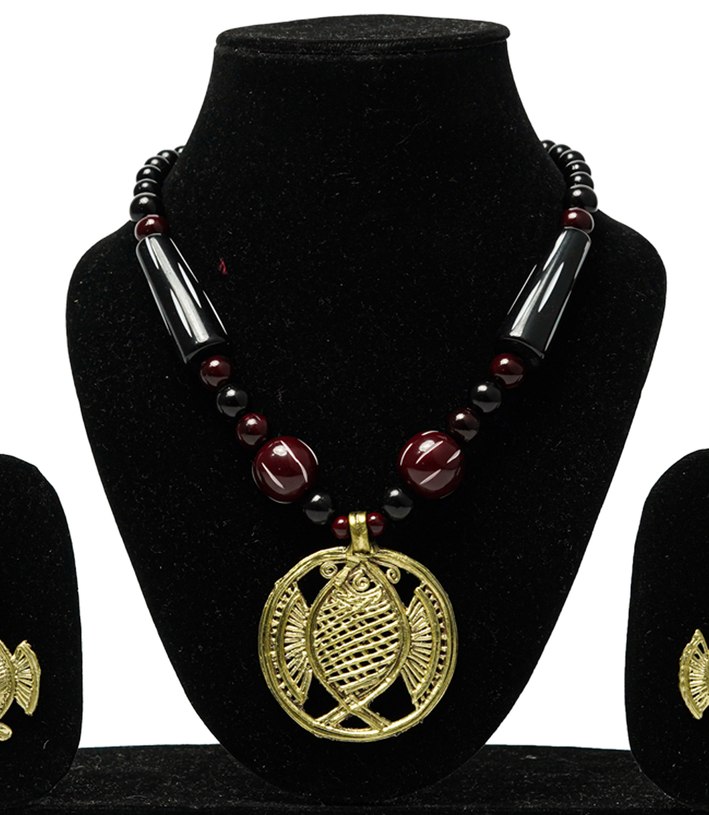 Dokra Necklace Set (Fish Shape) Made by the Tribes of Jharkhand