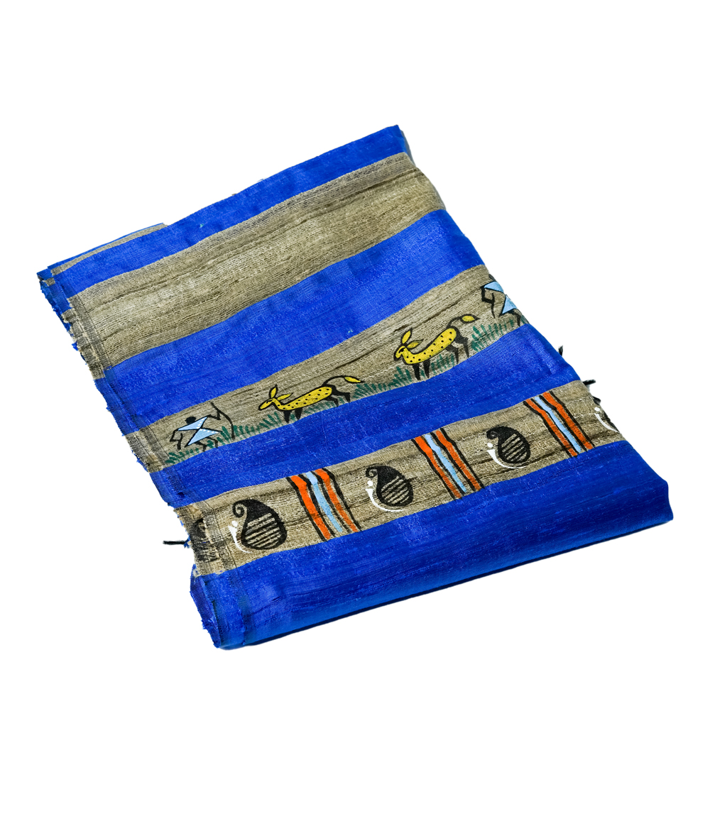  Hand-Painted Tassar Silk Stole – Made by the Tribes of Jharkhand 