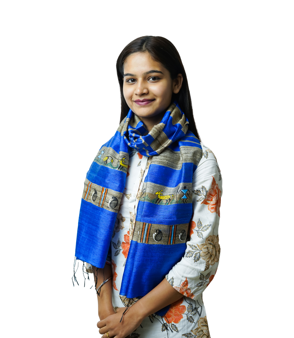  Hand-Painted Tassar Silk Stole – Made by the Tribes of Jharkhand 