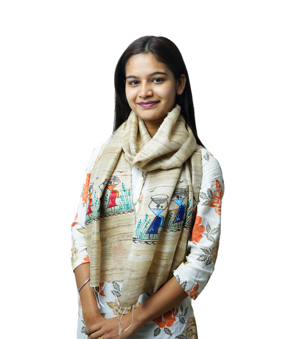  Hand-Painted Tassar Silk Stole – Made by the Tribes of Jharkhand 