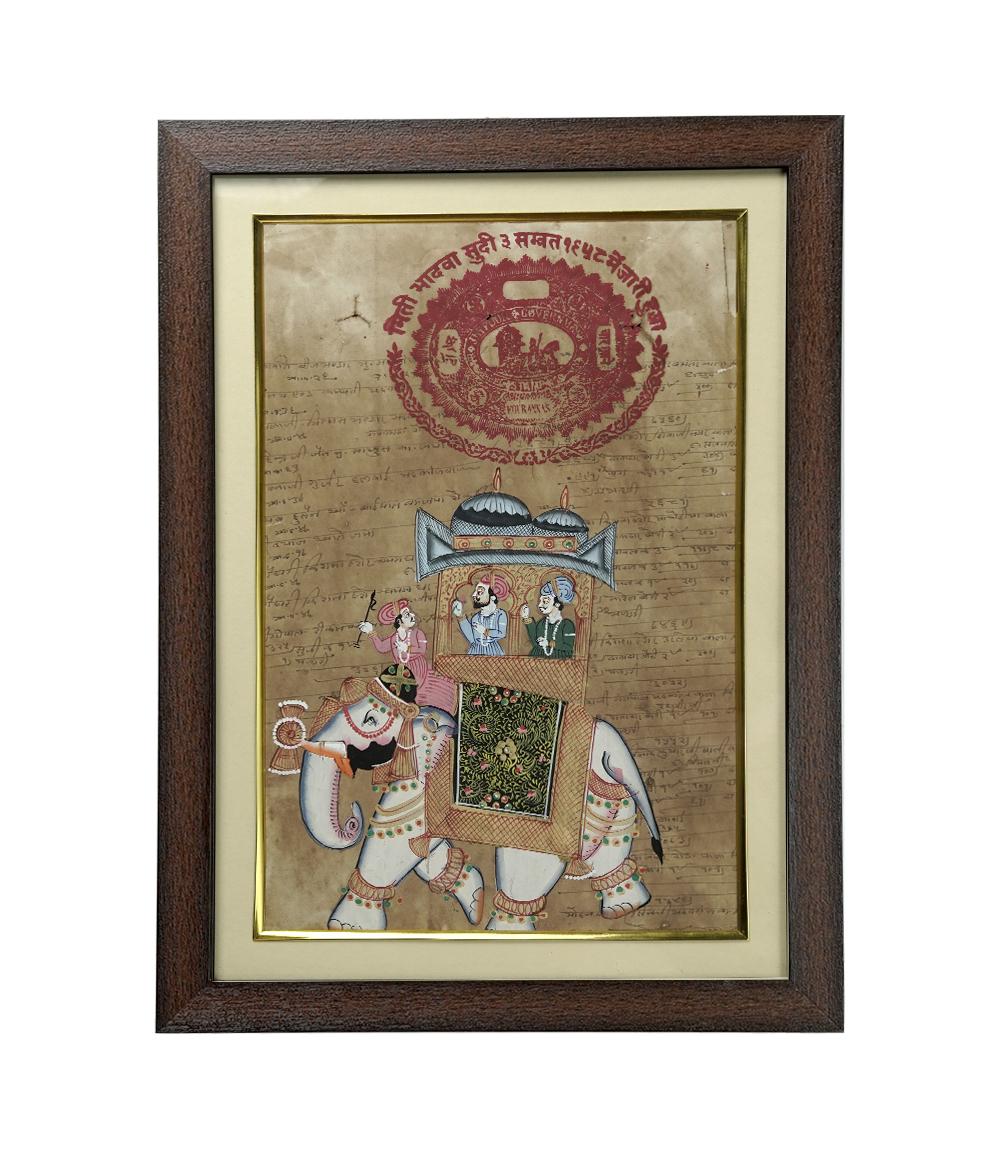 Exquisite Miniature Art on Vintage Stamp Paper From Rajasthan