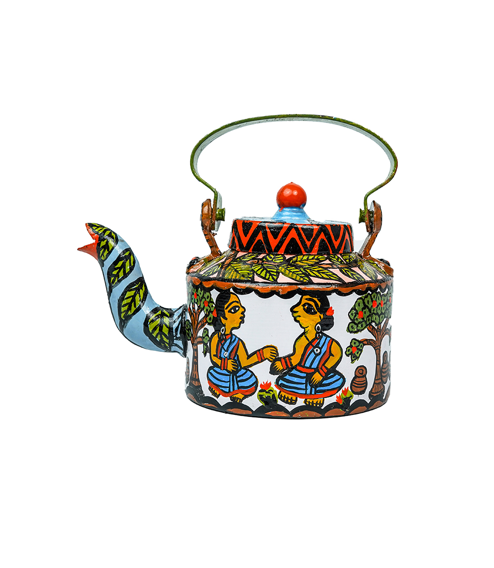 Hand-Painted Aluminum Kettle - By the Tribes of Jharkhand