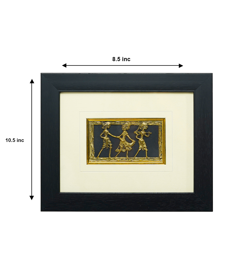 Dokra Art Frame Tribal Dance - By the Tribes Of Chhattisgarh (10.5 x 8.5)