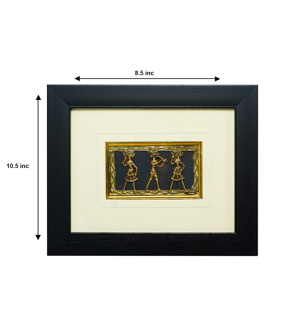 Dokra Art Frame Tribal Dance - By the Tribes Of Chhattisgarh (10.5 x 8.5)