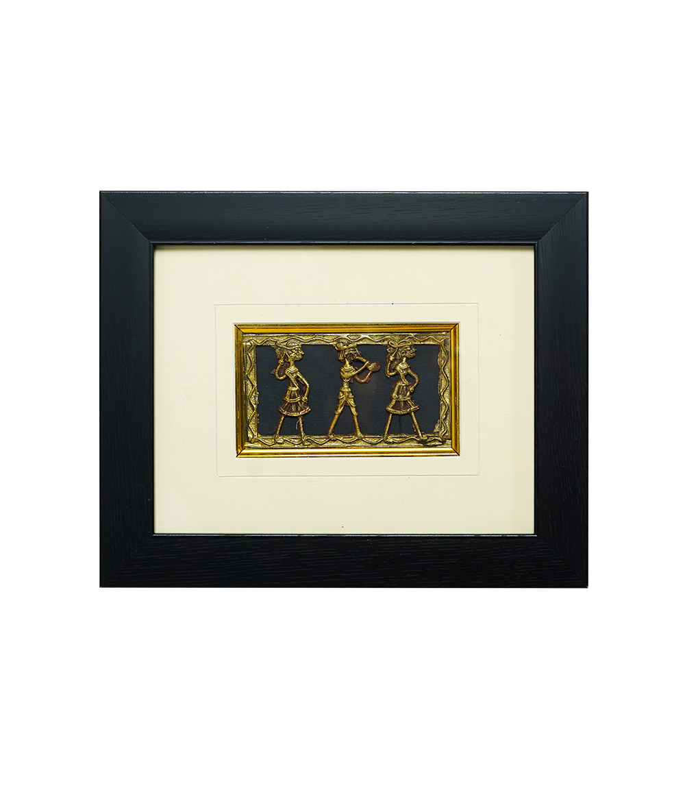 Dokra Art Frame Tribal Dance - By the Tribes Of Chhattisgarh (10.5 x 8.5)