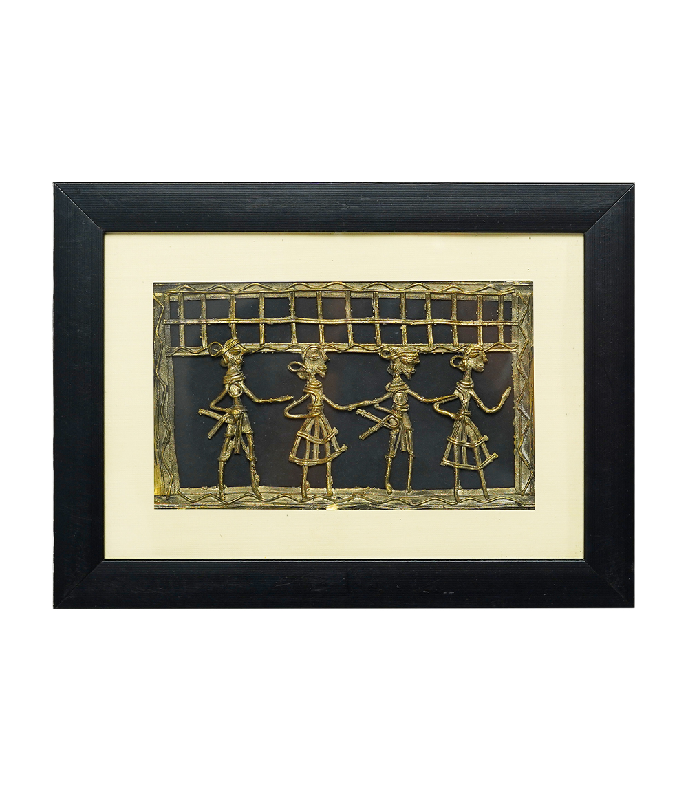 Dokra Art Frame Tribal Dance - By the Tribes Of Chhattisgarh (11.5x8.5)