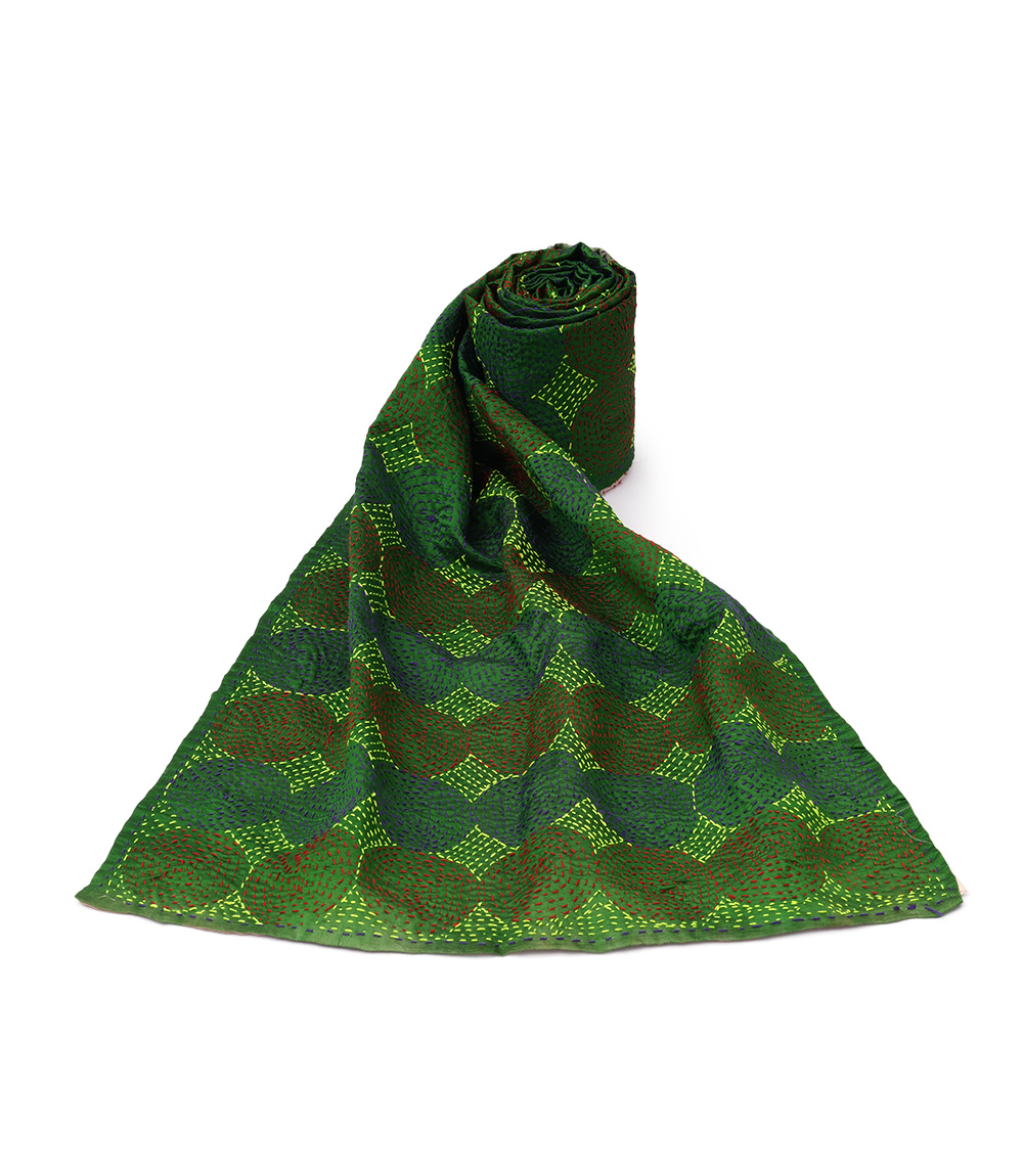 Women's Kantha Stich Stole by Tribes of West Bengal (Deep Green Colour)