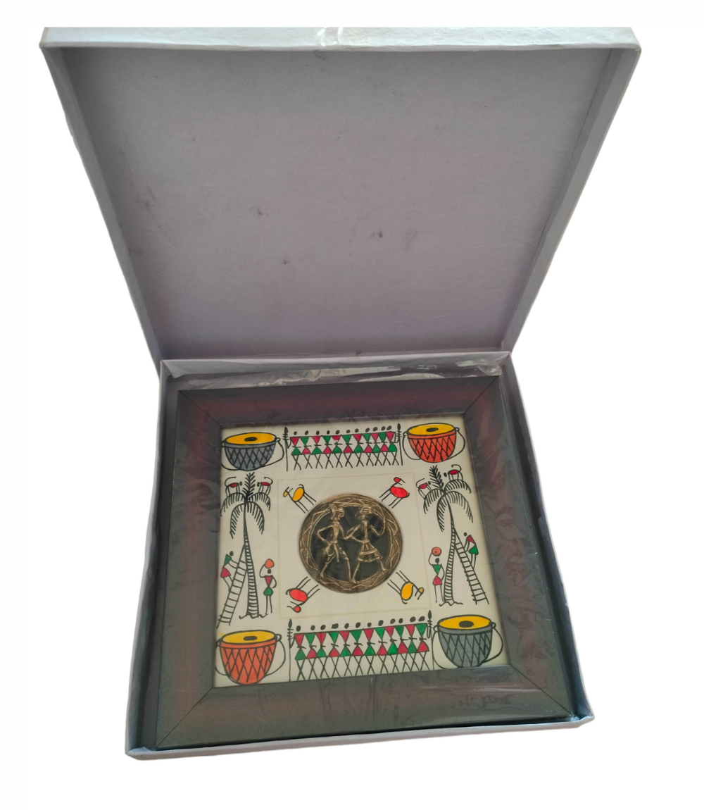 Dokra Tribal Dholak Painting Frame Made