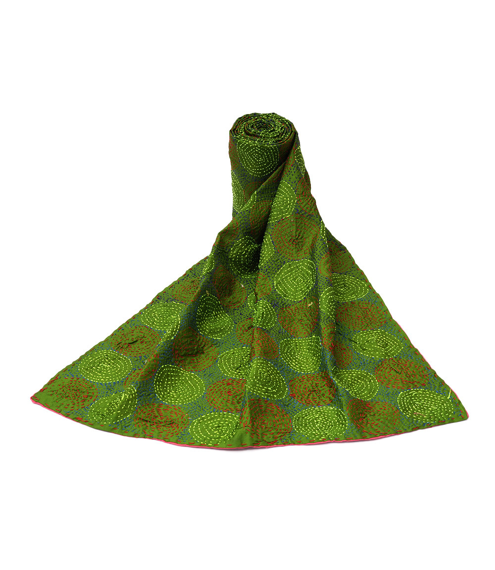 Women's Kantha Stich Stole Made by Tribes of West Bengal (Green Colour)