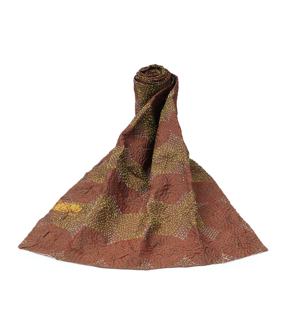 Women's Kantha Stich Stole Made by Tribes of West Bengal (Brown Colour)