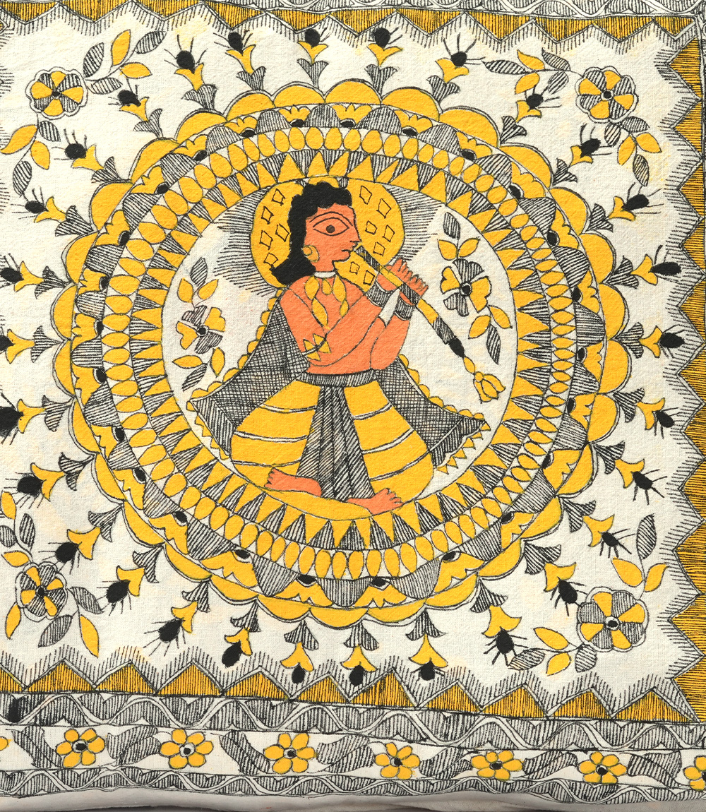 Cushion Cover With Madhubani Painting