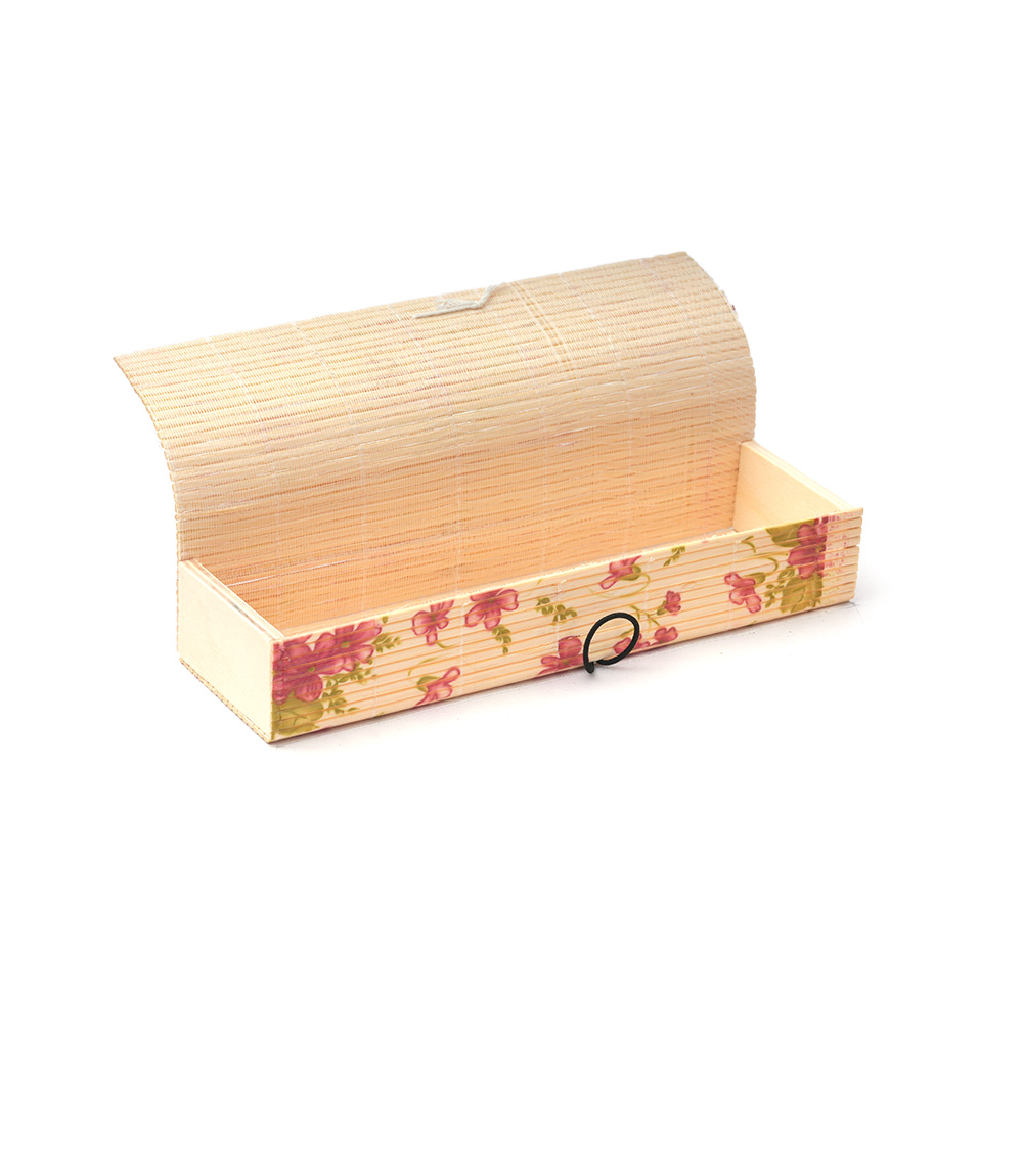 Bamboo Pencil Box Made by Tribes (Pink Flowers Print)