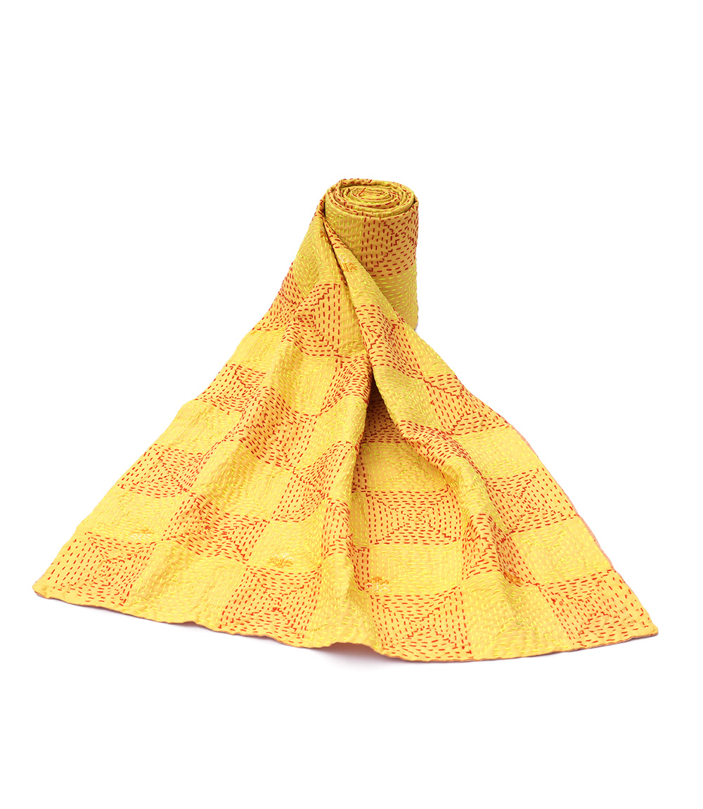 Women's Kantha Stich Stole Made by Tribes of West Bengal (Yellow Colour)