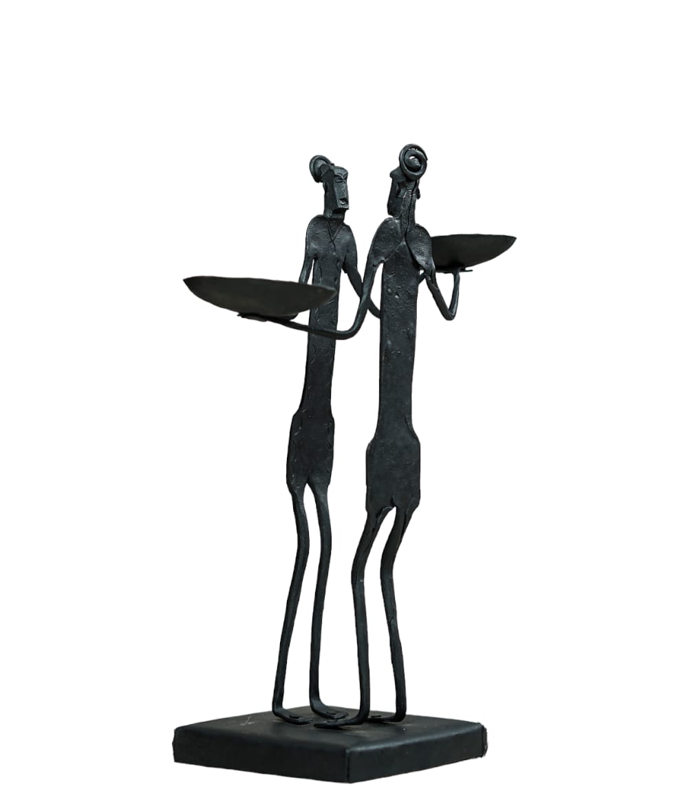 Wrought Iron Candle Stand From Tribe Of Bastar (Tribal Couple)